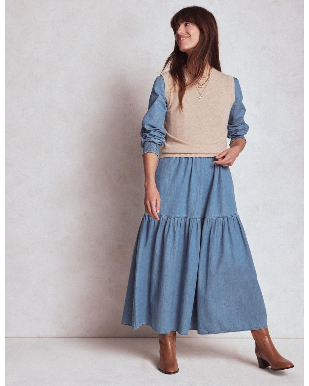 Boden Blue Cecily Denim Midi Dress