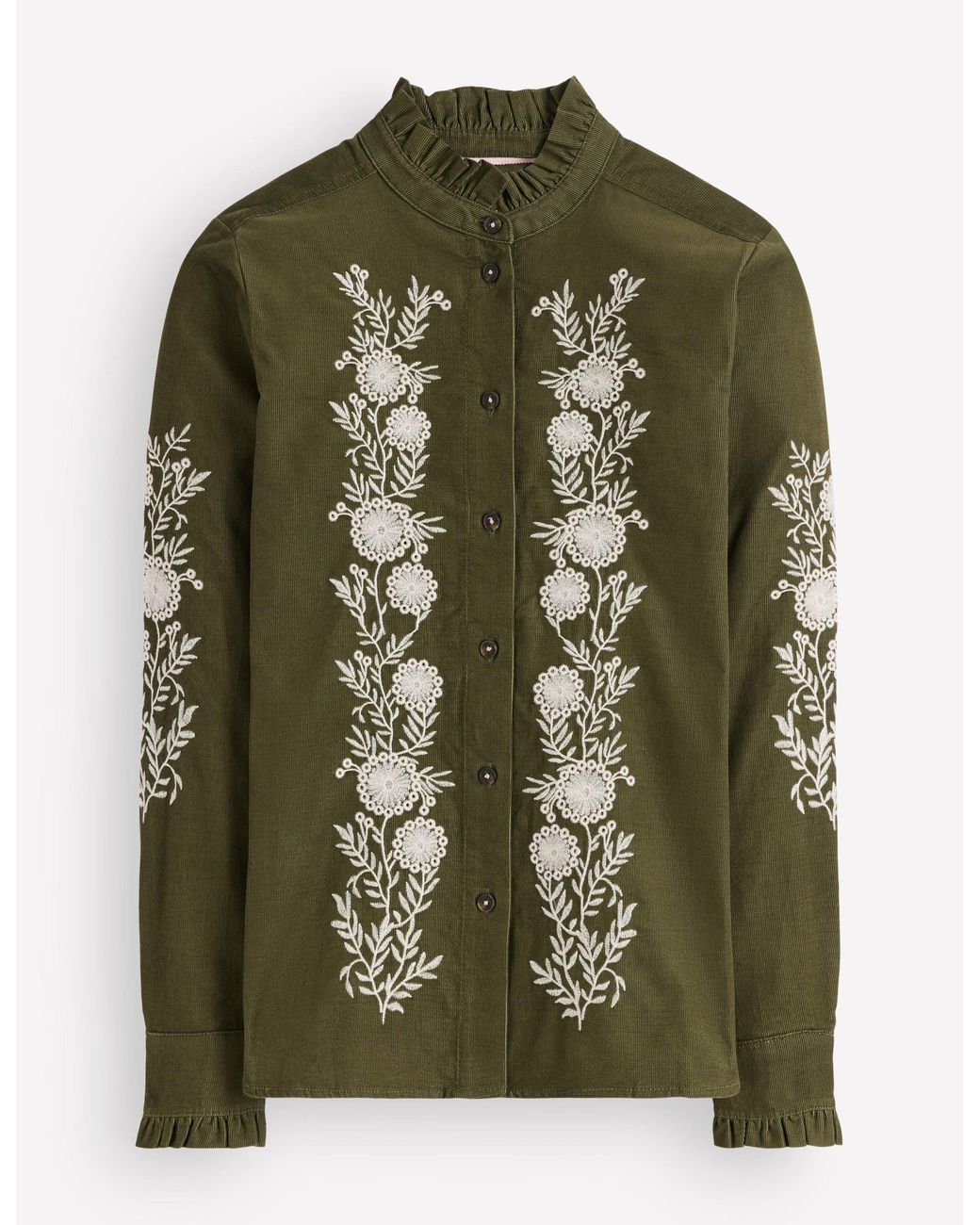Boden Green Sienna Frill Cord Shirt