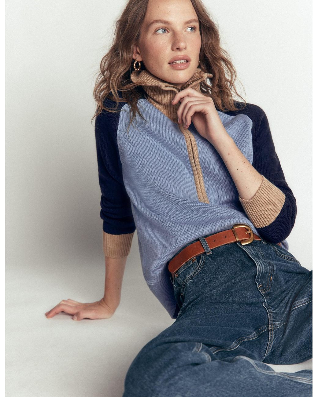 Boden Blue Lucy Half Zip Sweater