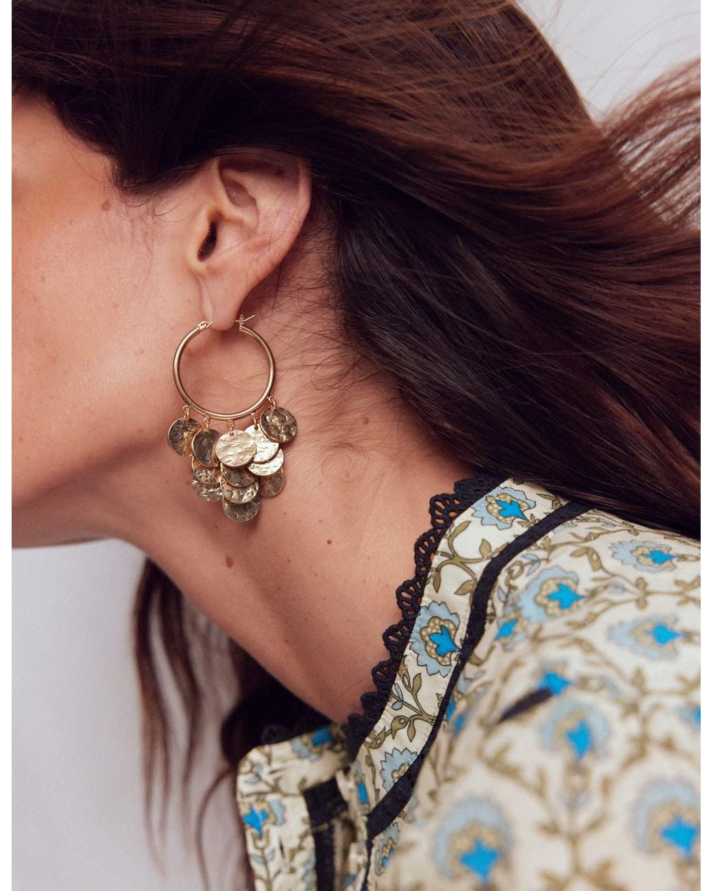 Boden Metallic Hammered Teardrop Hoops