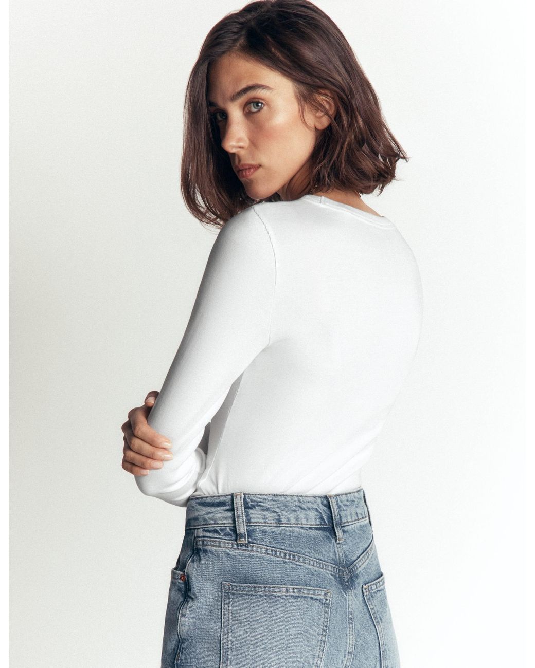 Boden White Annie Essential Crew Neck Top