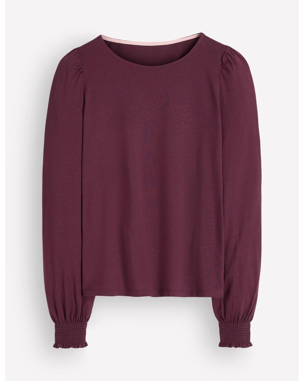 Boden Purple Smocked Cuff Supersoft Top