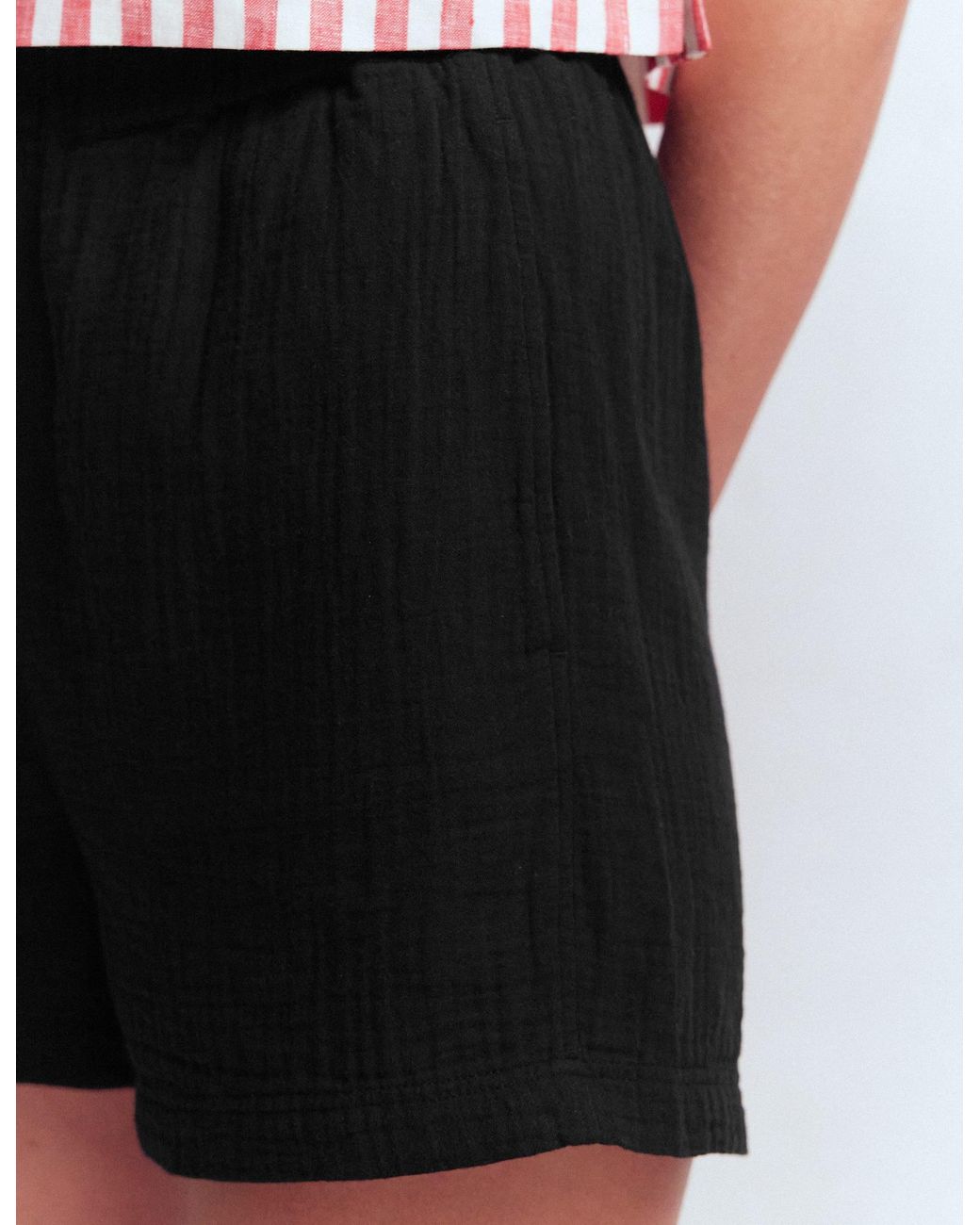 Boden Black Pull On Double Cloth Shorts