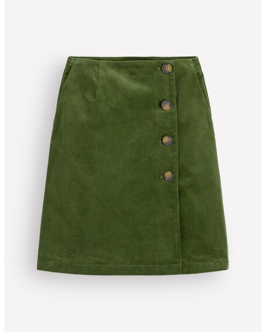 Boden Green Evelyn Button Cord Wrap Skirt