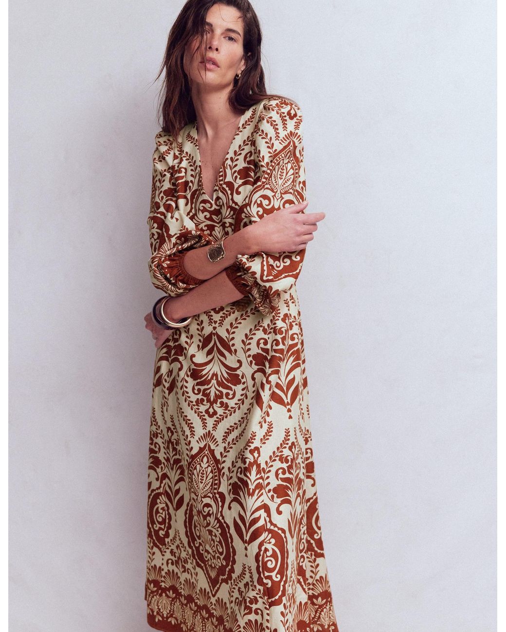 Boden Red Florence Linen Blend Dress