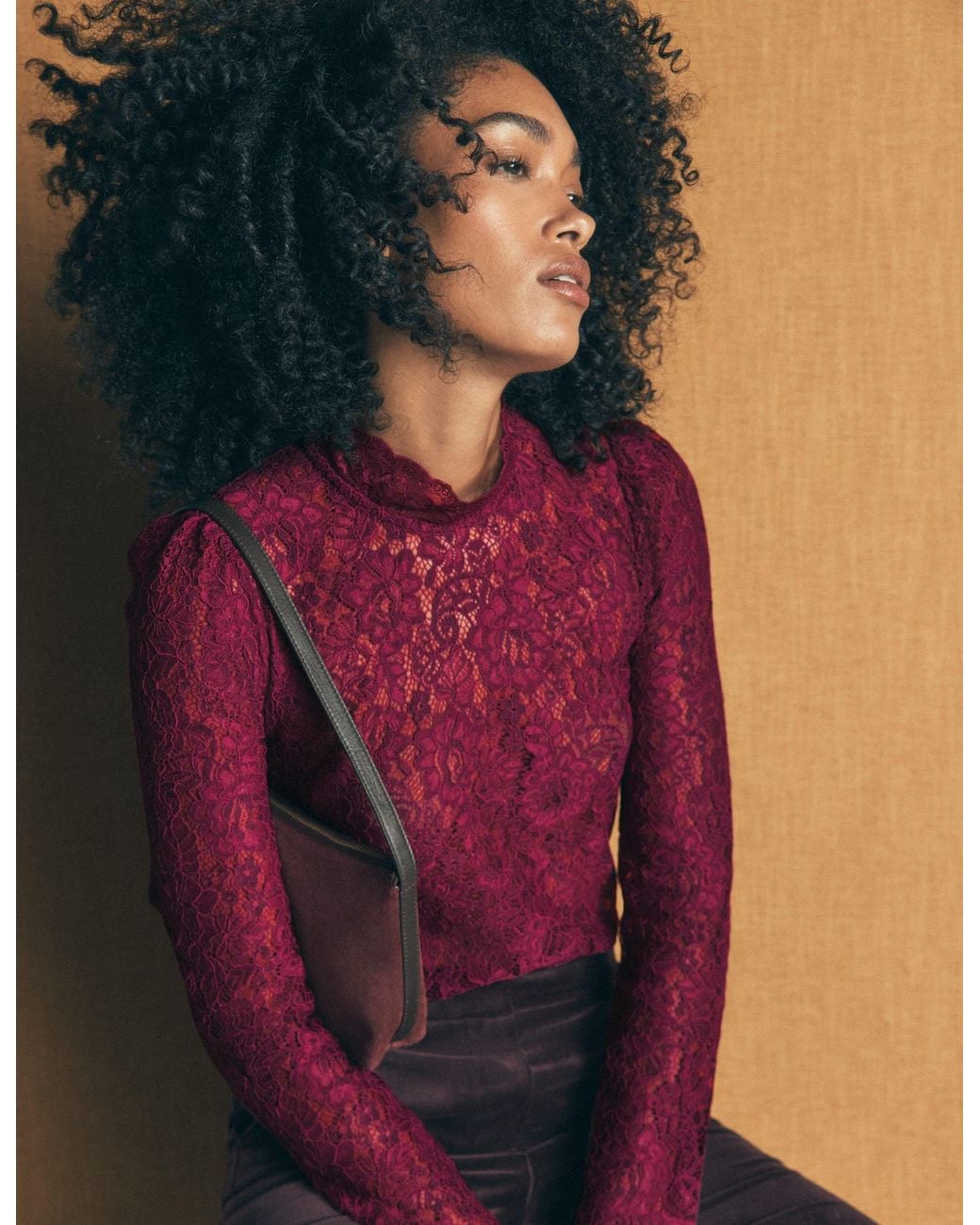 Boden Red Lace Detail Top