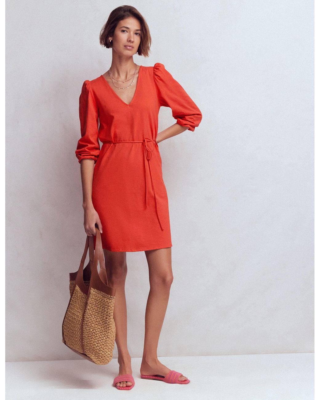 Boden Red Cary V-Neck Short Dress