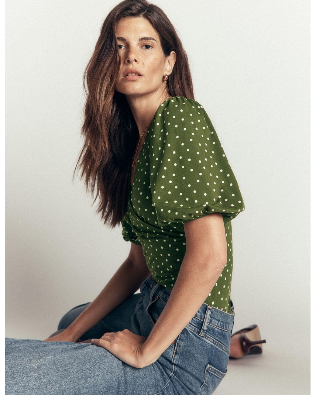 Boden Green Tia Ruched Wrap Top