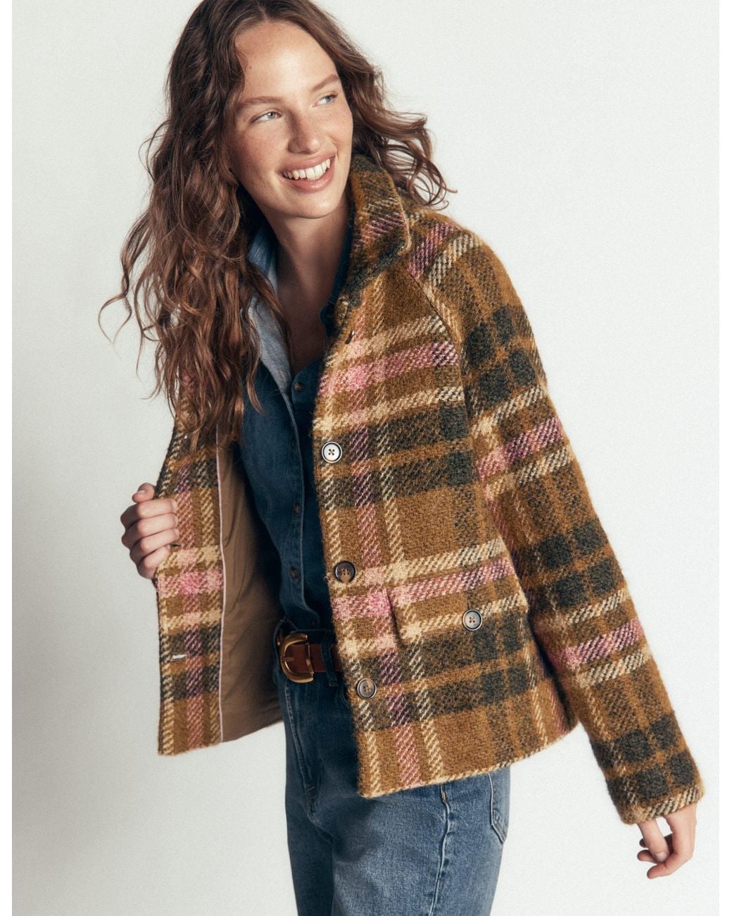 Boden Natural Short Funnel Neck Wool Coat