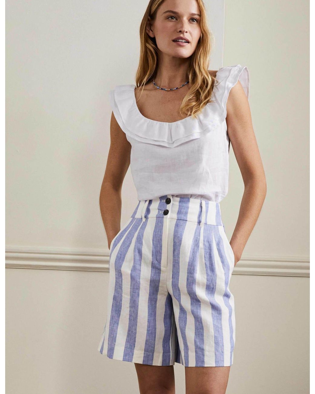Boden Pleated Linen Shorts Bell And 
