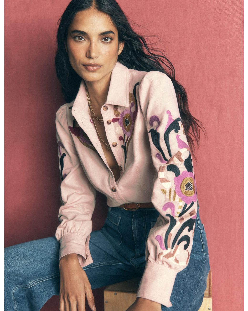 Boden Pink Sky Cord Shirt