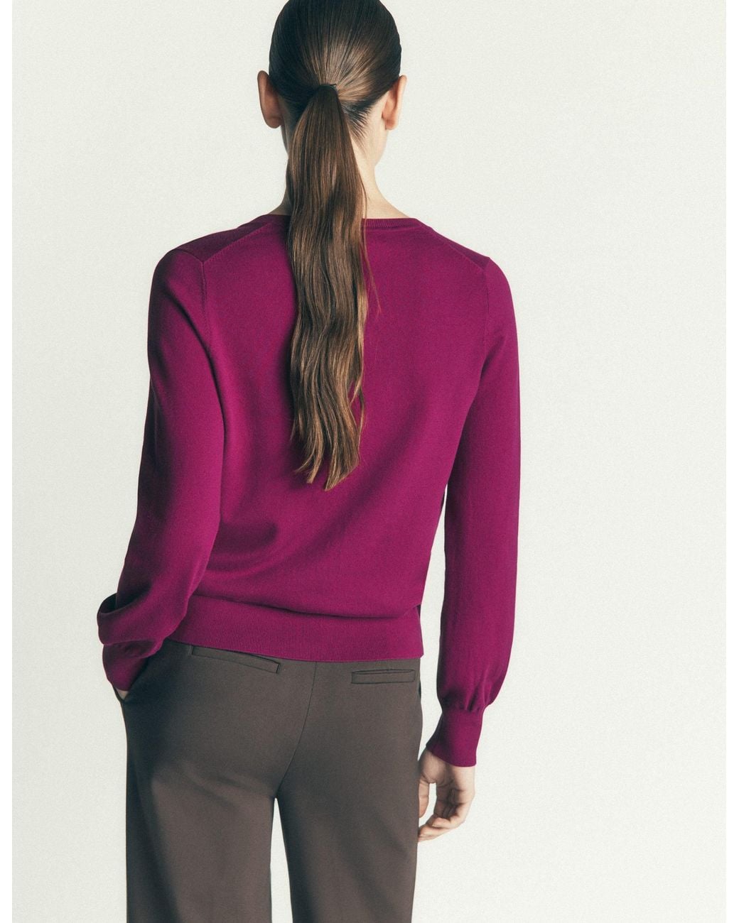 Boden Purple Camilla Cotton Crew Cardigan