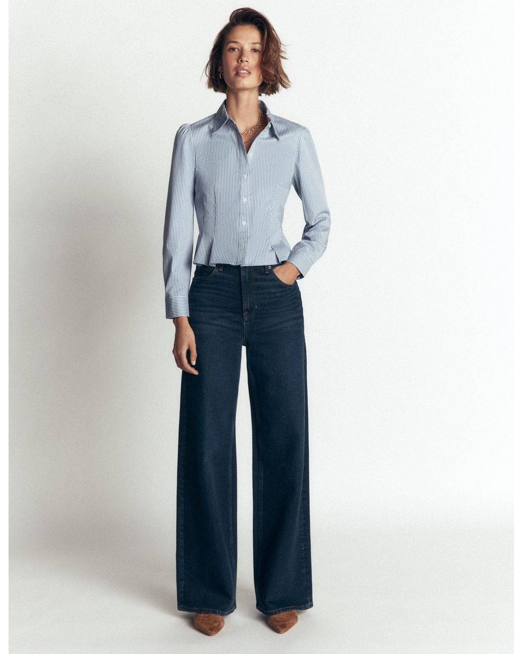 Boden Blue Julia Darted Cotton Shirt