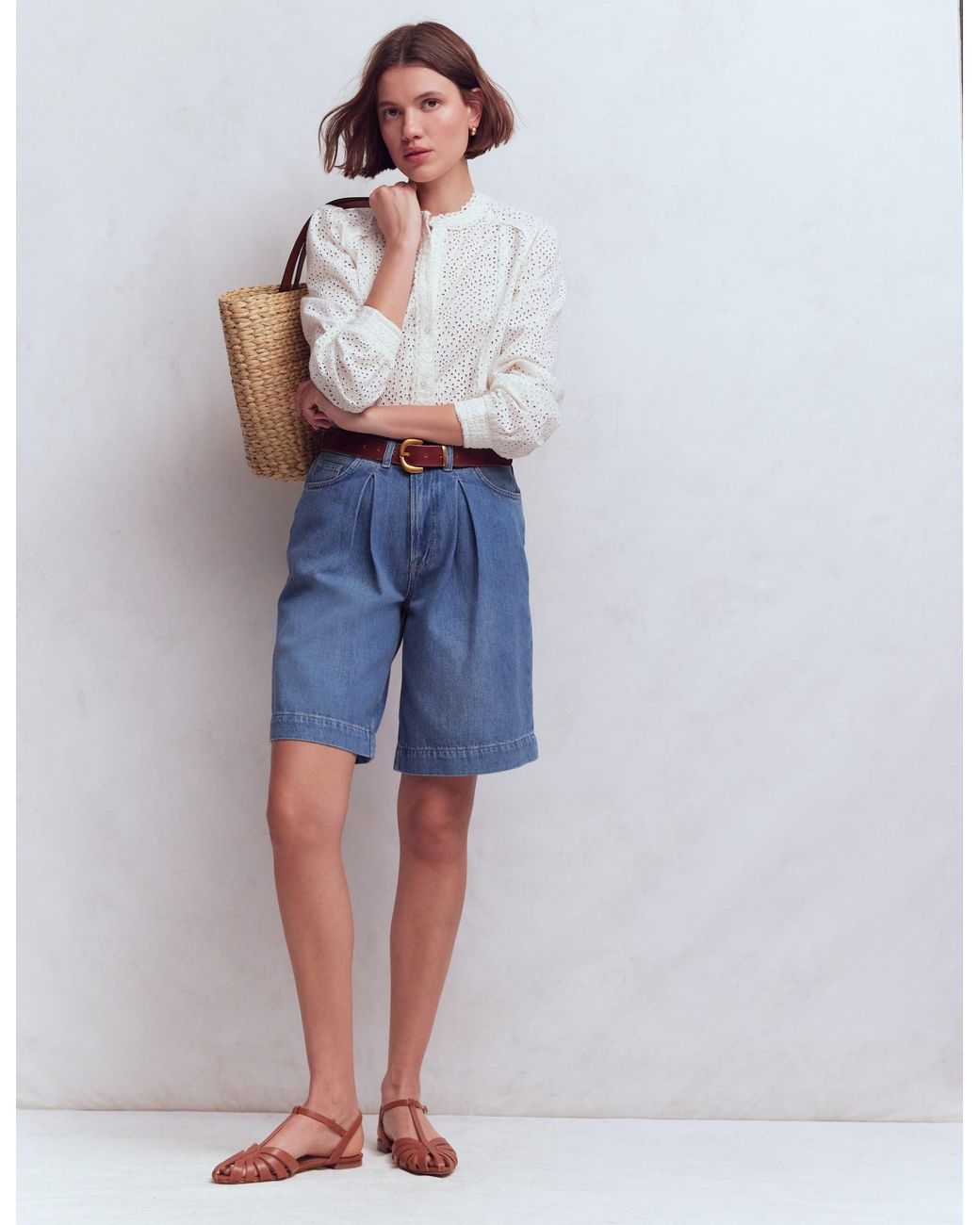 Boden Blue Denim Bermuda Shorts