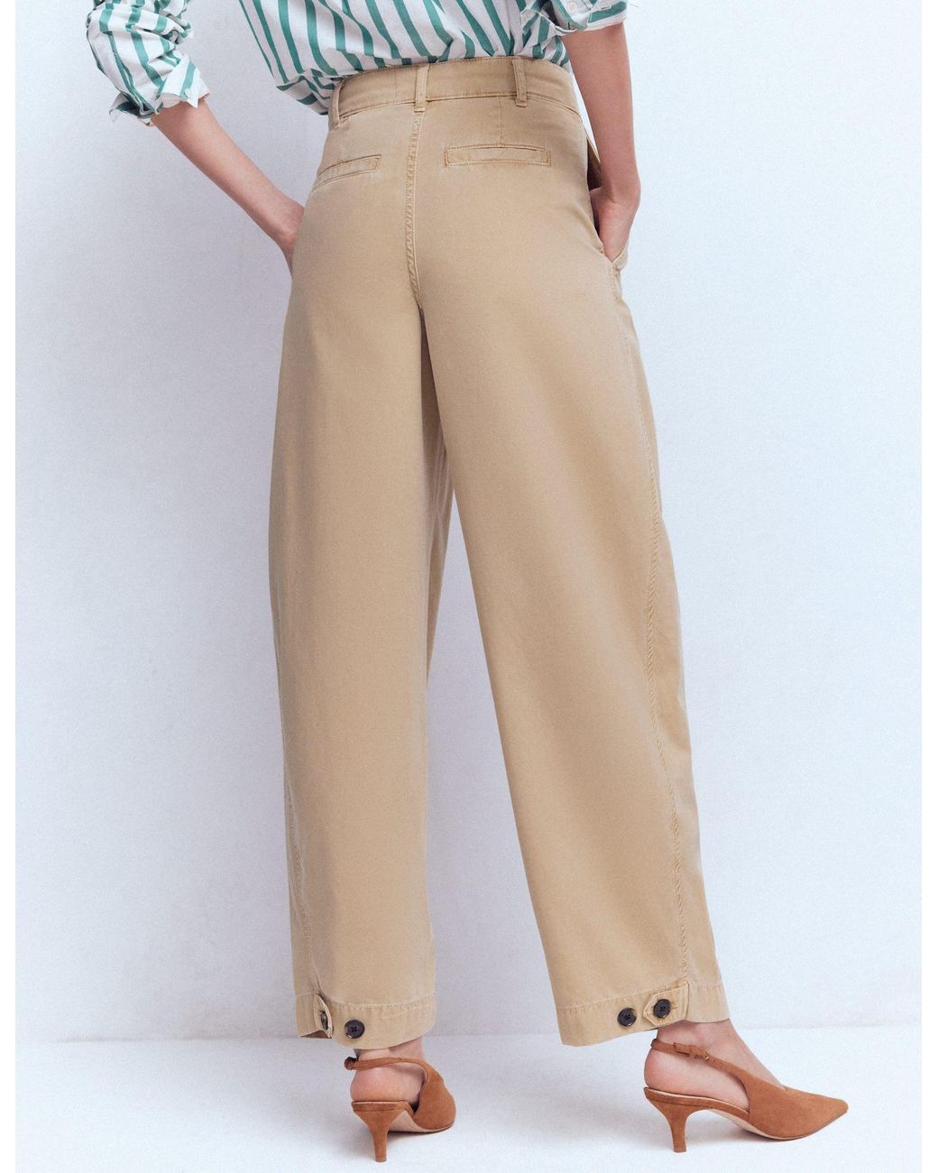 Boden Blue Pleat Barrel Leg Trousers