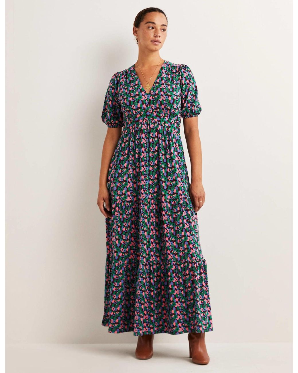 Boden Tiered Jersey Maxi Tea Dress Green Lyst