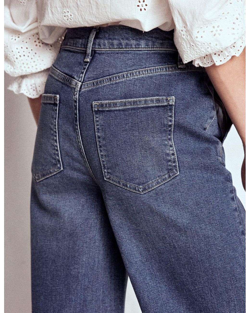 Boden Blue High Rise Clean Wide Jeans