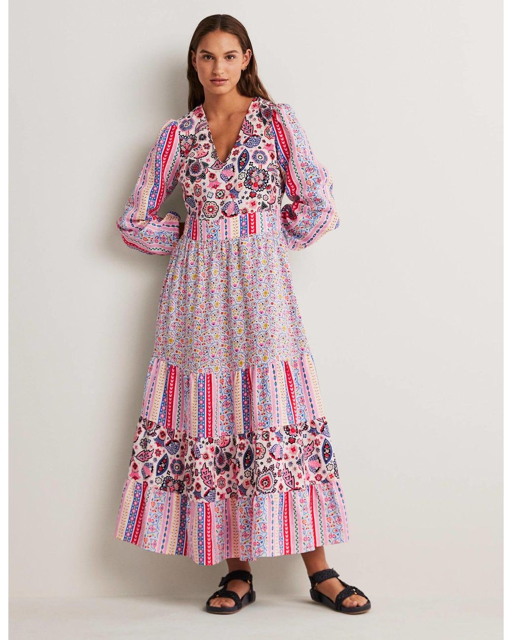 Boden Repurposed Tiered Maxi Dress in Pink Lyst