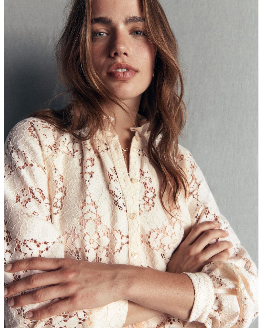 Boden Blue Erica Lace Top