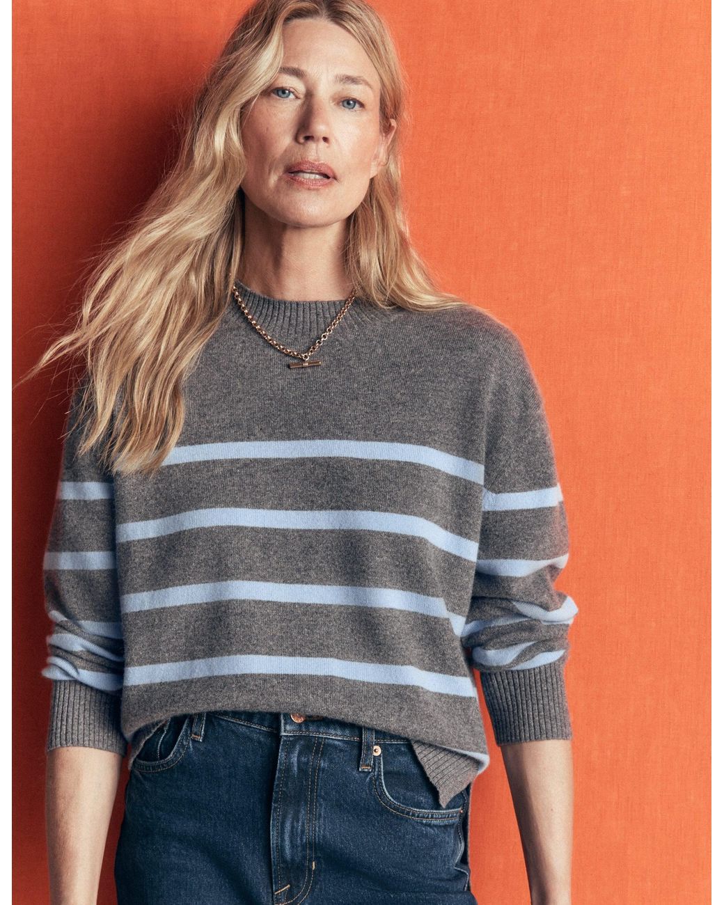 Boden Blue Fay Cashmere Crew Neck Sweater