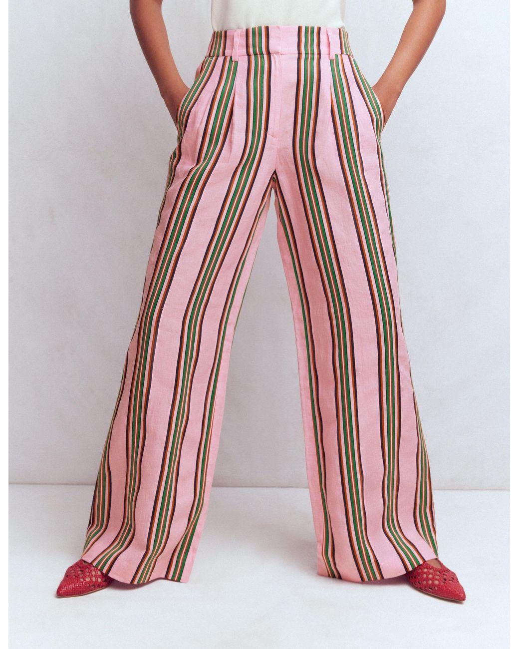 Boden Pink Kensington Linen Trousers