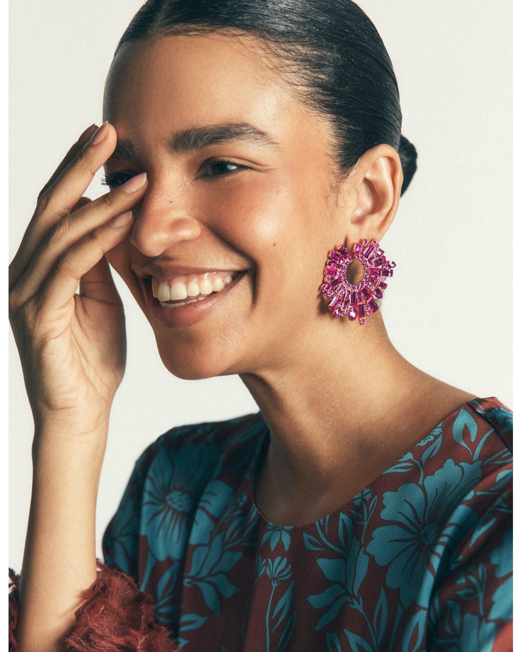 Boden Pink Jewel Garland Earrings
