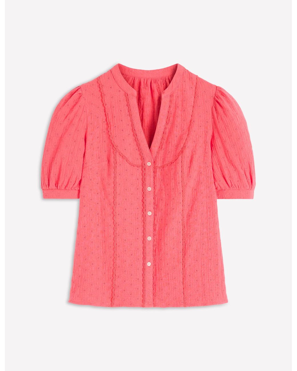 Boden Red Trim Insert Double Cloth Top