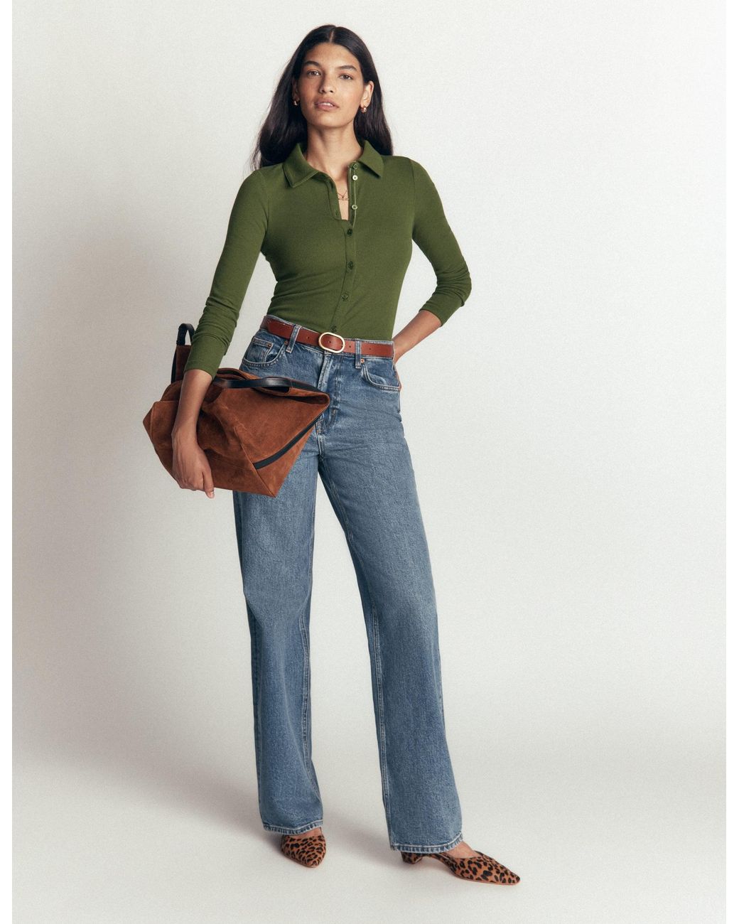 Boden Green Jersey Velvet Ribbed Shirt