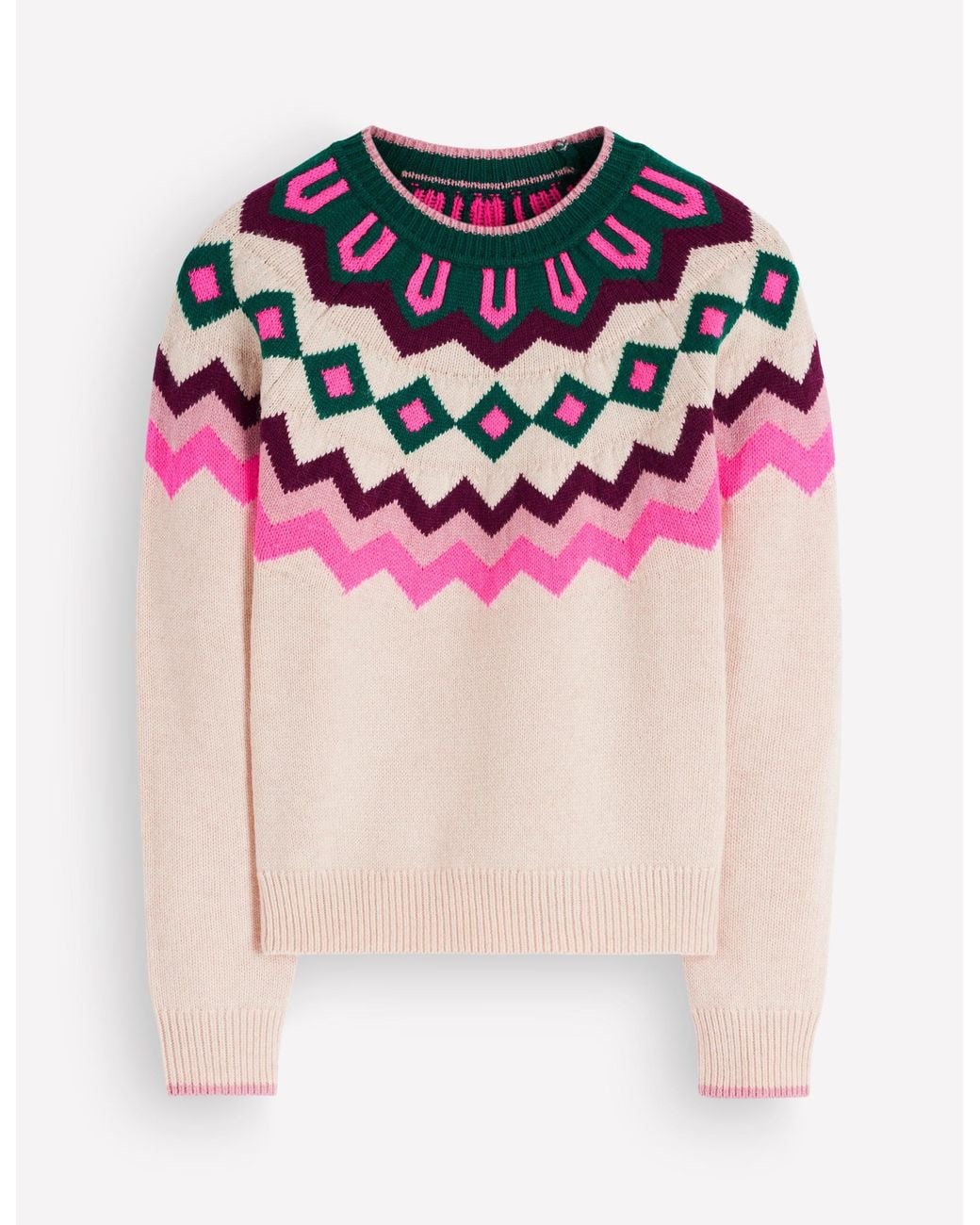 Boden Natural Mae Fair Isle Knitted Jumper