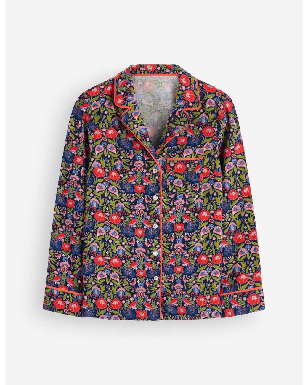 Boden Blue Brushed Cotton Pyjama Shirt