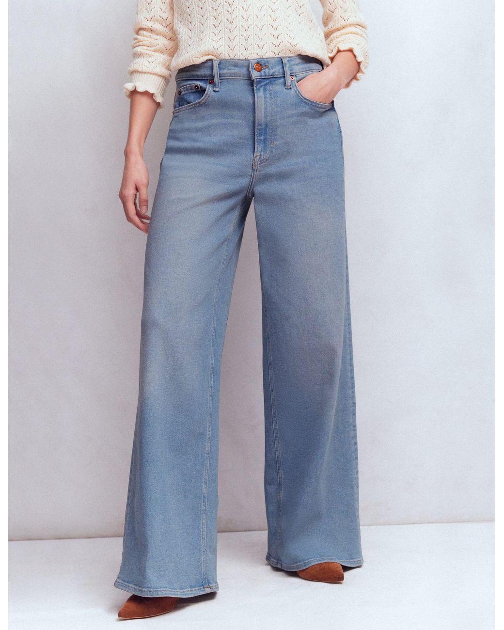 Boden Blue High Rise Wide Leg Jeans