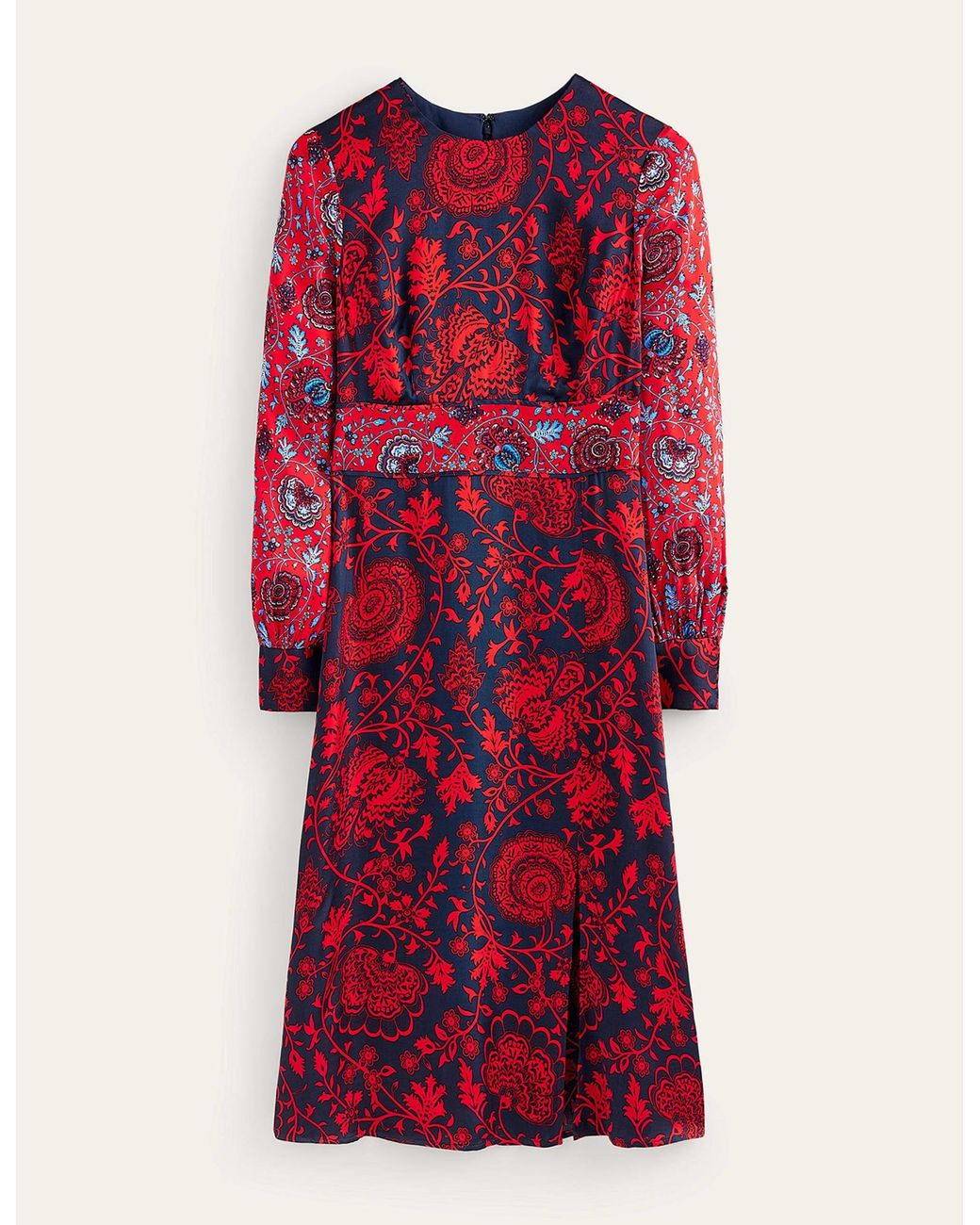 Boden Red Pipe Detail Midi Dress