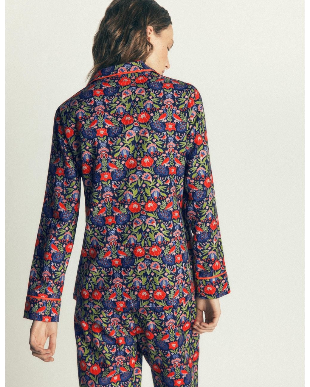 Boden Blue Brushed Cotton Pyjama Shirt