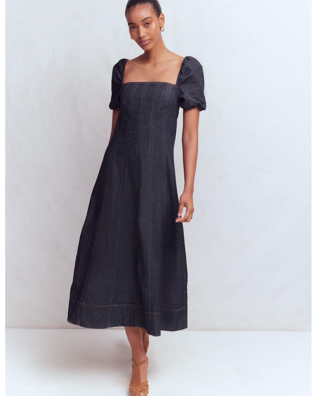 boden-puff-sleeve-denim-dress-in-blue-lyst-uk