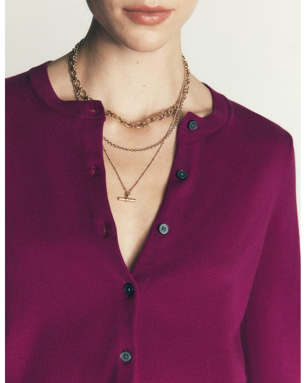 Boden Purple Camilla Cotton Crew Cardigan