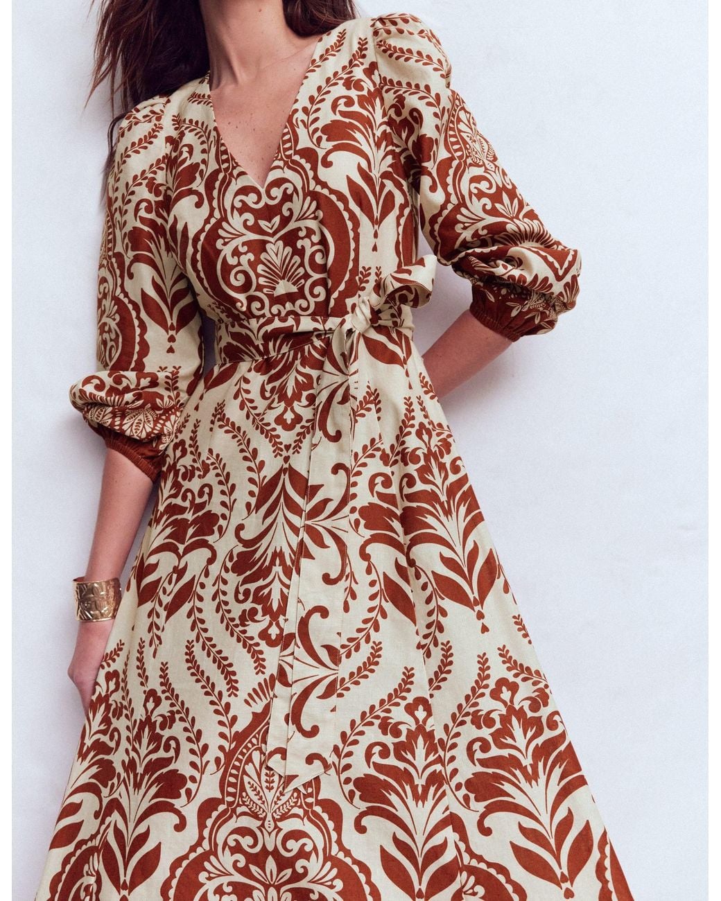 Boden Red Florence Linen Blend Dress