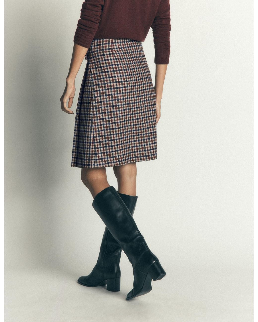 Boden Blue Vera Double Buckle Kilt
