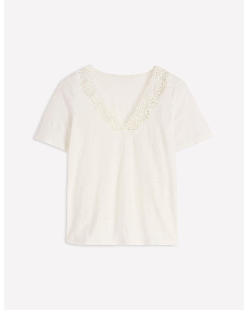 Boden Blue Tara Lace Trim Linen T-Shirt