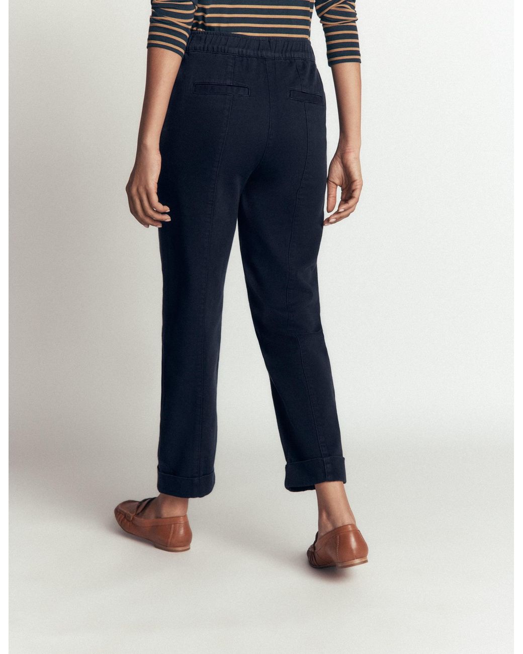 Boden Blue Mid Rise Straight Leg Trousers