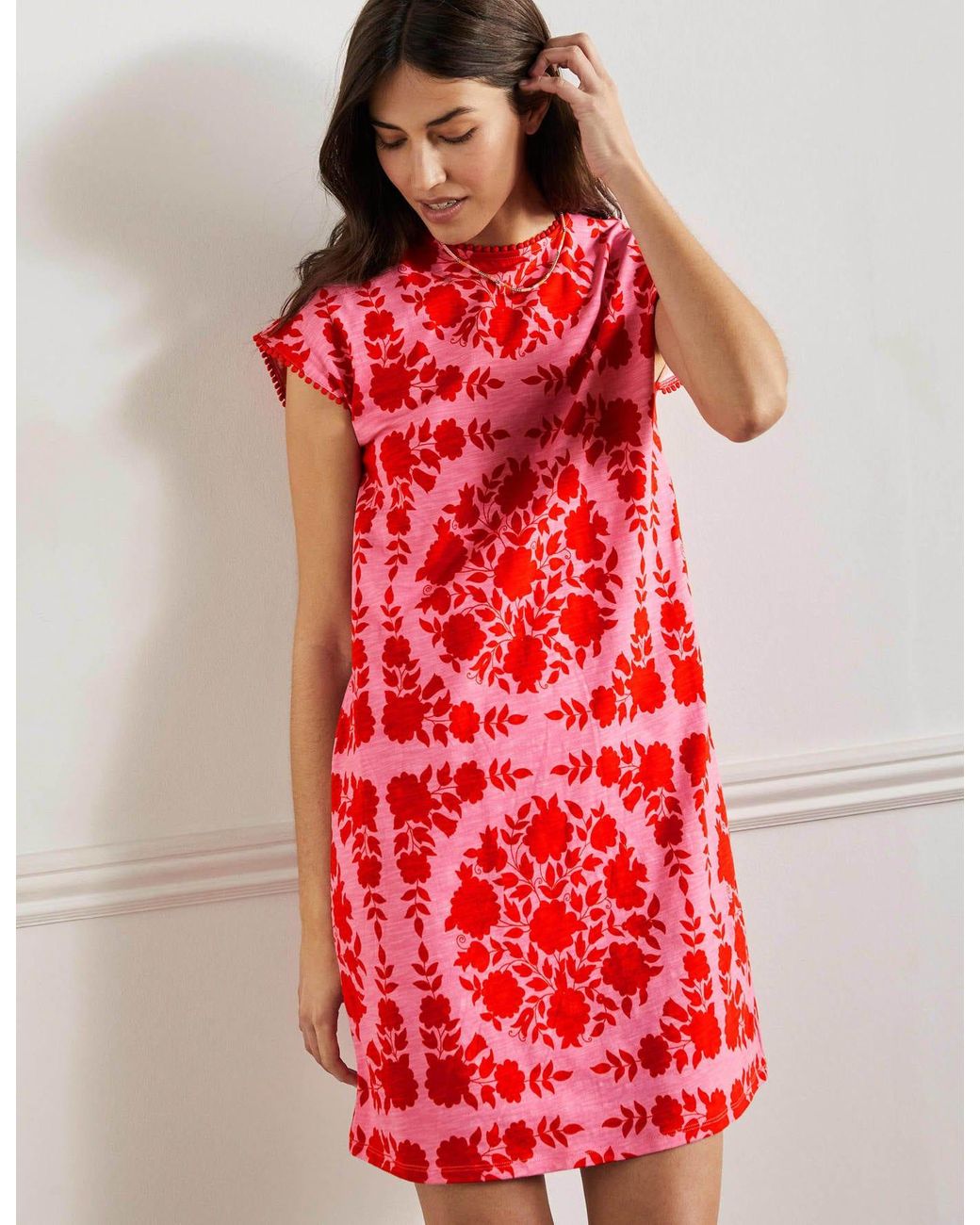 Boden Trim Detail T-shirt Dress Posy in Pink | Lyst