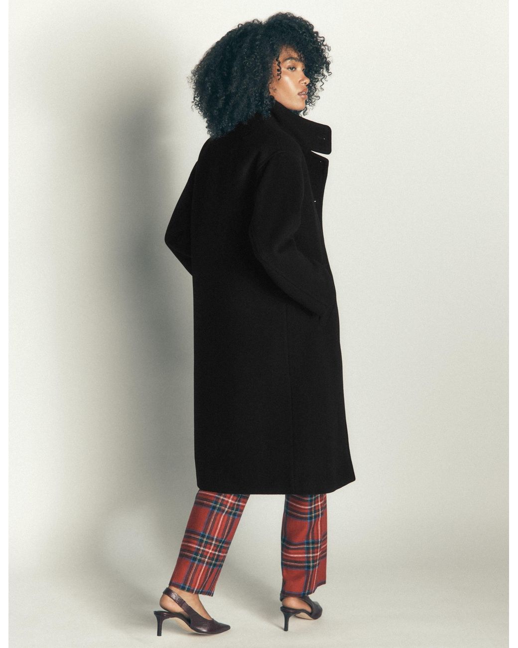 Boden Gray Funnel Neck Longline Wool Coat