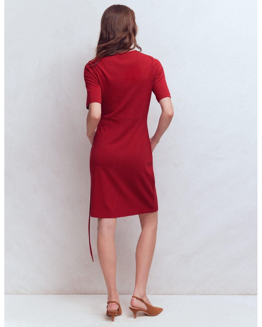 Boden Red Zinnia Tie Jersey Short Dress