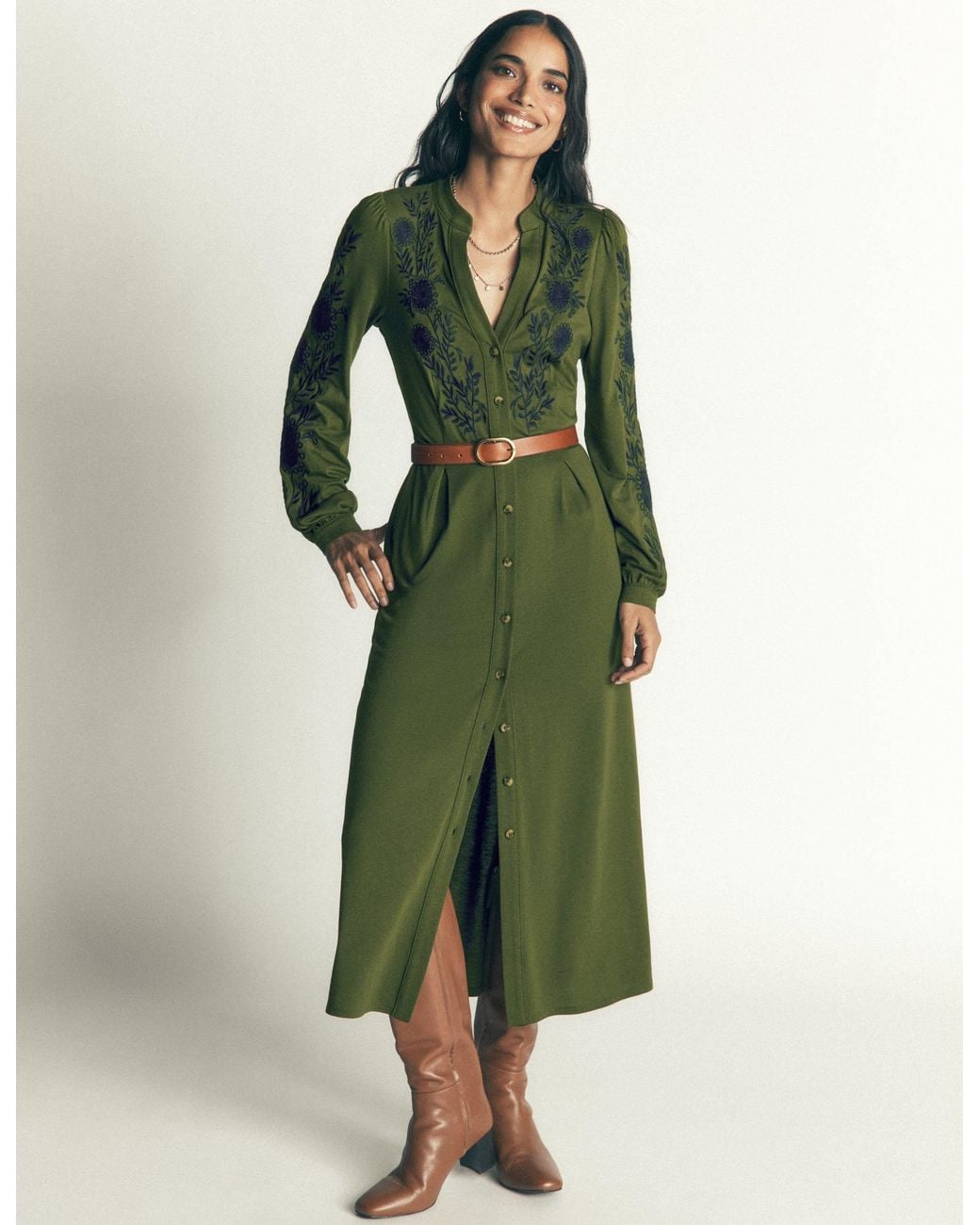 Boden Green Juliet Jersey Midi Dress
