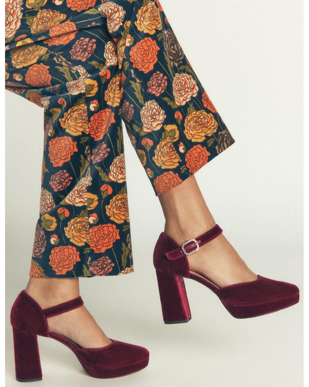 Boden Red Jewelled Buckle Platform Heels