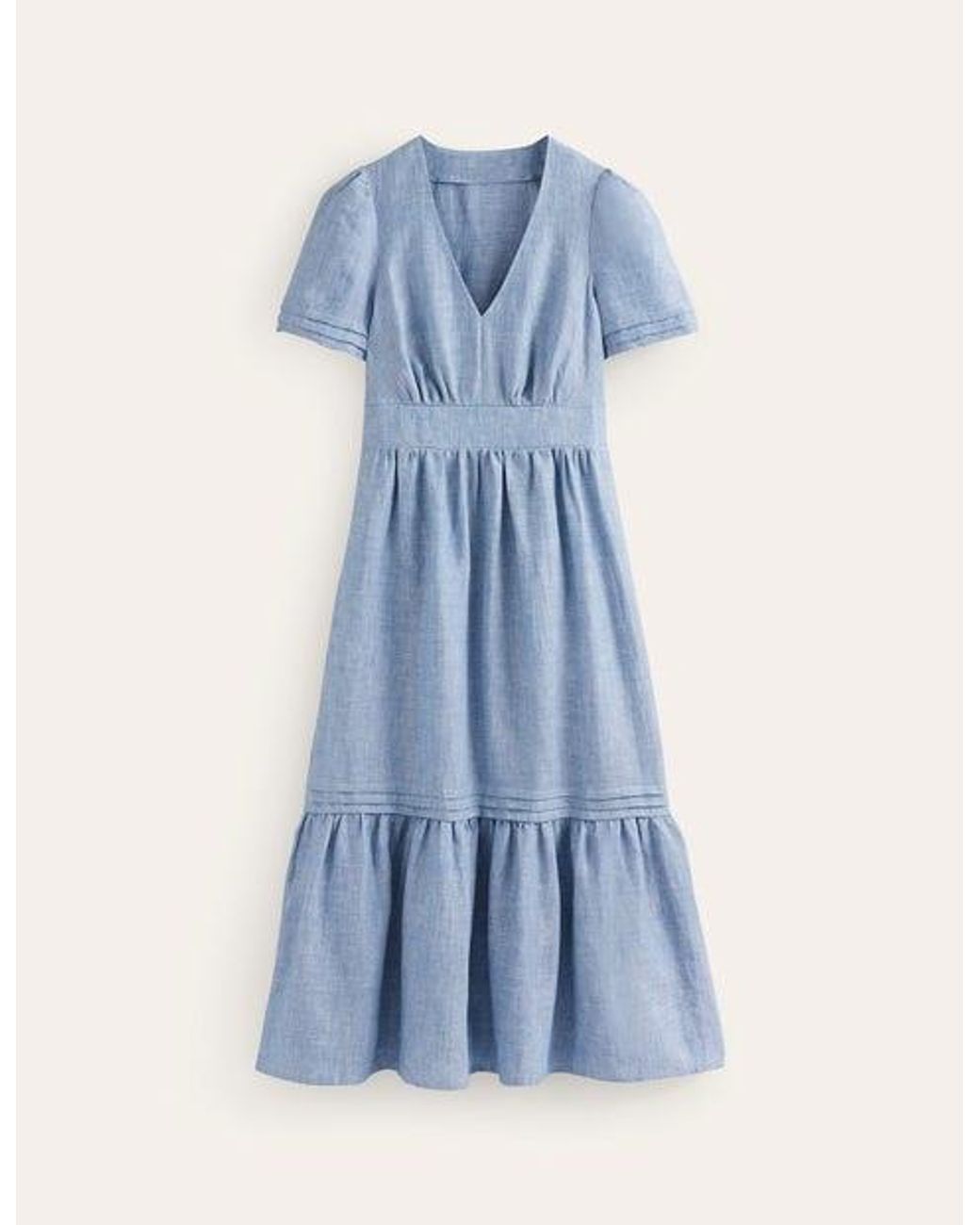 Boden Eve Linen Midi Dresschambray in Blue | Lyst