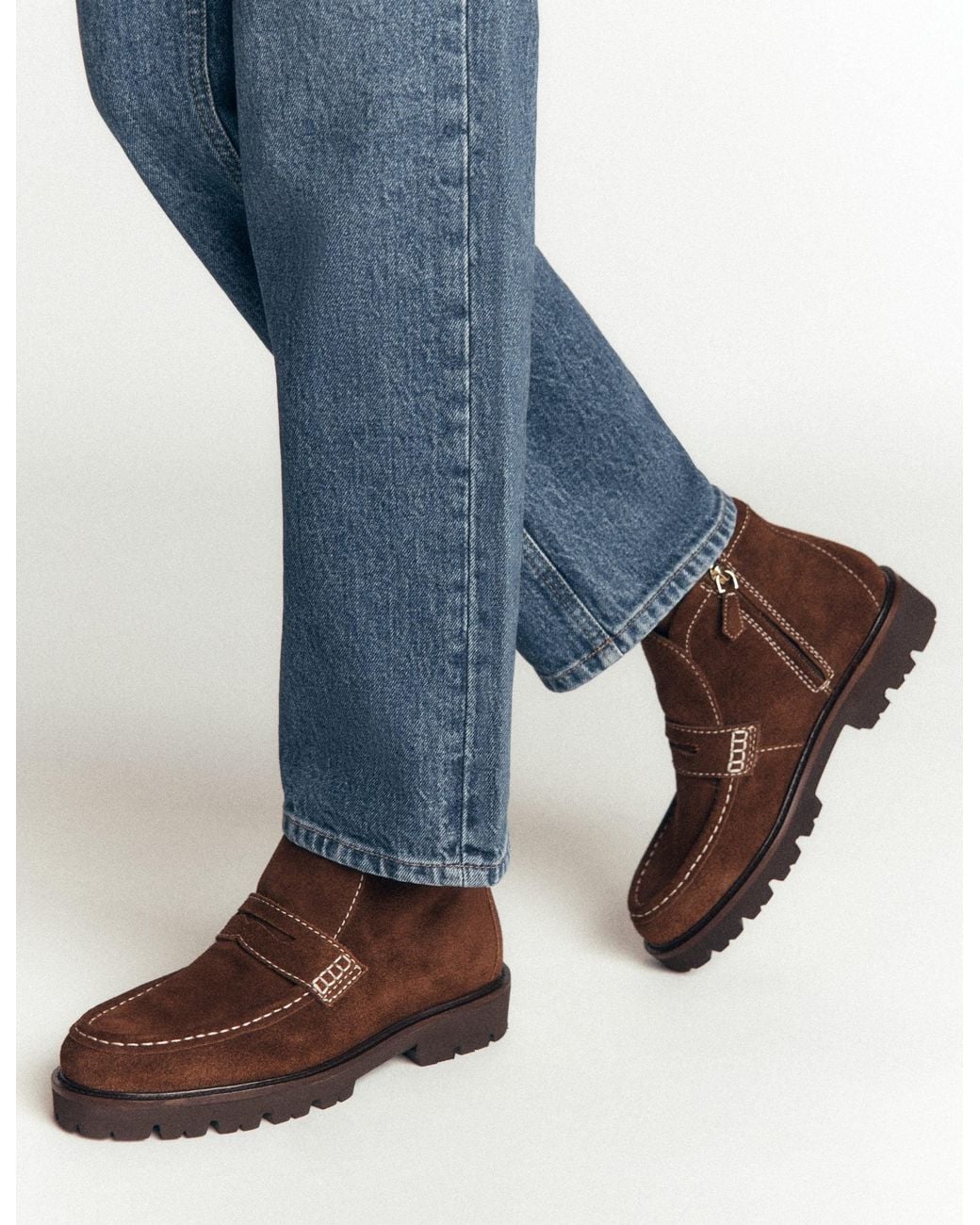 Boden Brown Loafer Ankle Boots