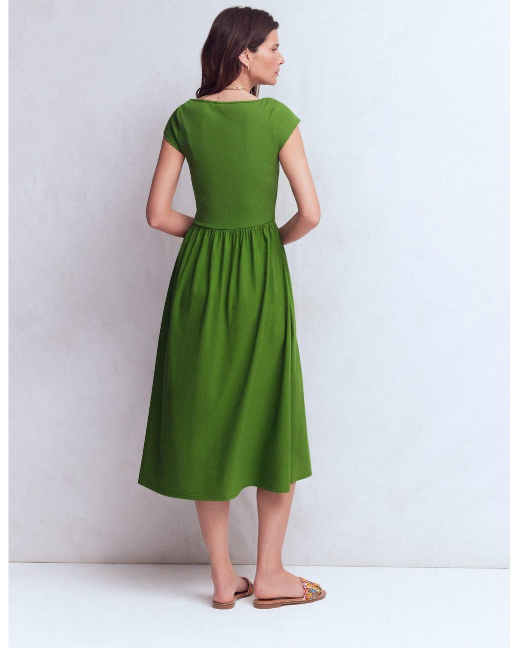 Boden Green Boat Neck Mix Dress