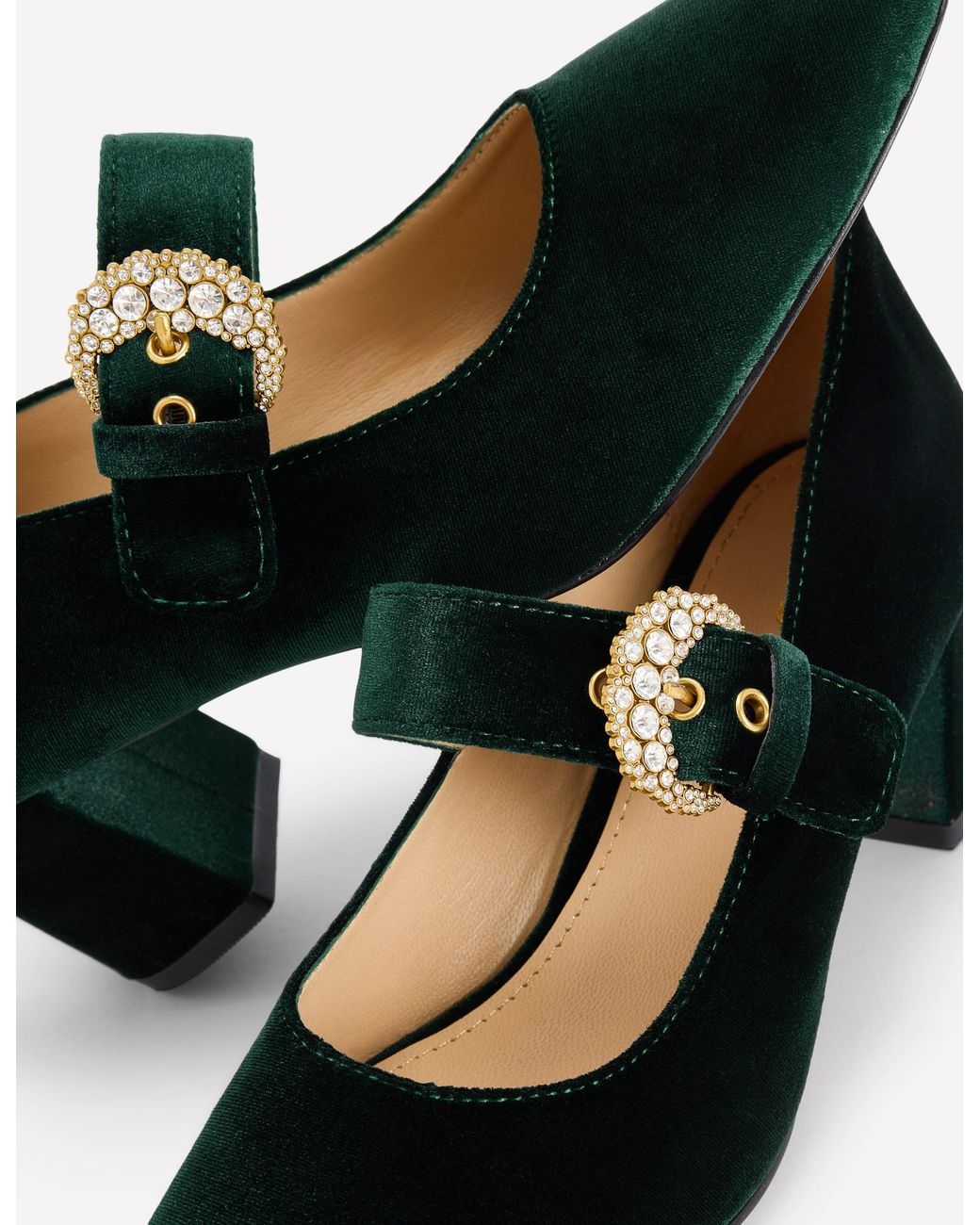 Boden Black Buckle Strap Block Heels