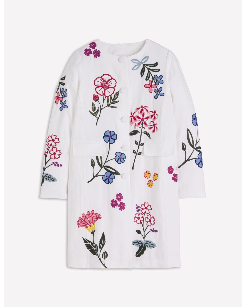 Boden White Embroidered Linen Coat
