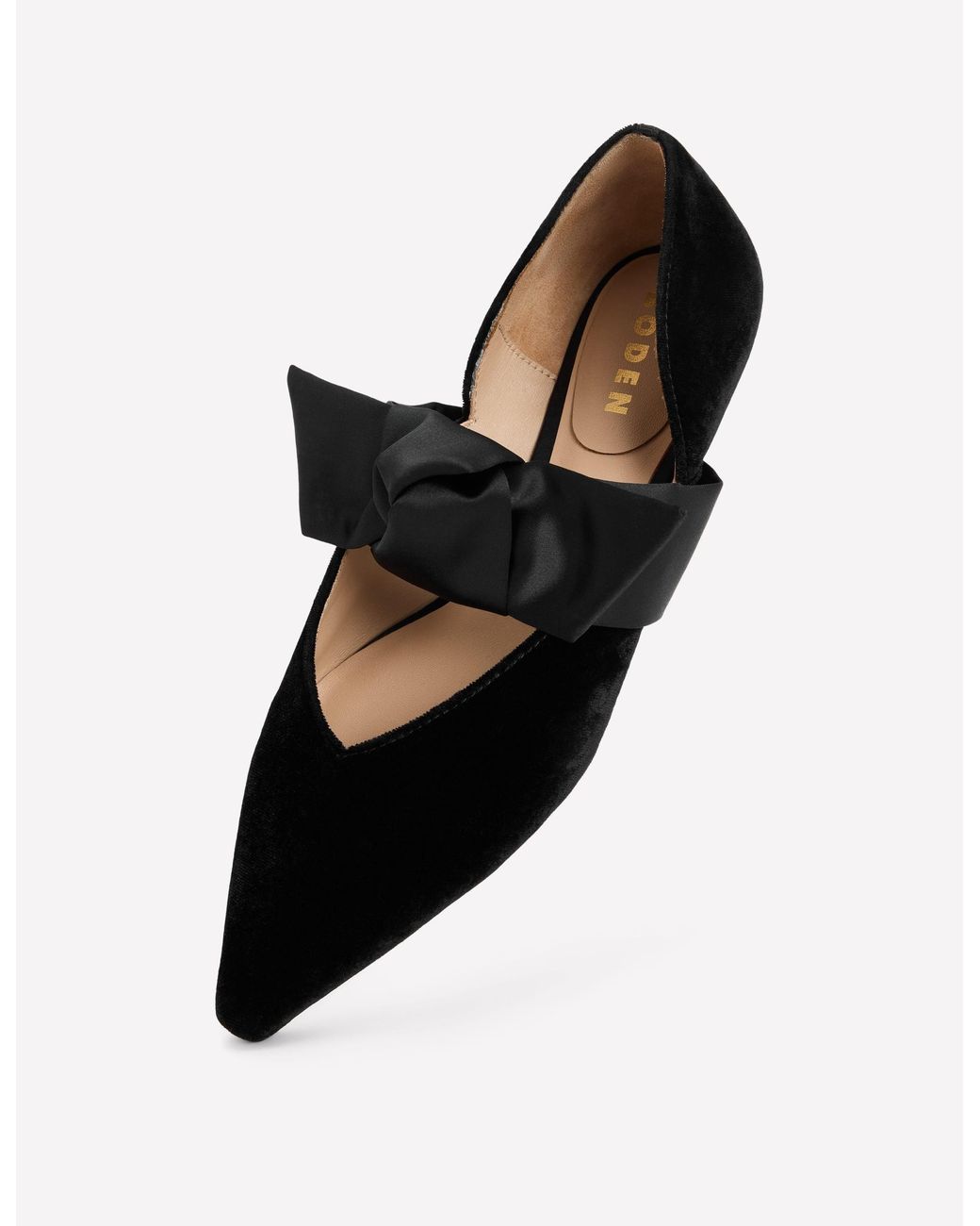 Boden Black Bow Two Part Flats